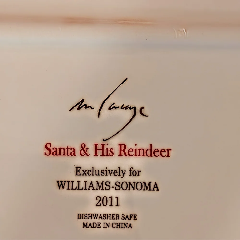 WILLIAMS & SONOMA Santa & His Reindeer Mugs (3) & Platter Set  By MARK LACAZE